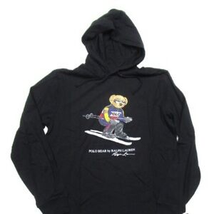 Ralph Lauren Black Polo Bear Ski Hooded T-Shirt